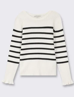 Piazza Italia Bambina|Maglieria<Pullover in maglia sottile rigata con orlo ondulato al fondo manica - Righe
