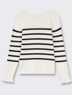 Piazza Italia Bambina|Maglieria<Pullover in maglia sottile rigata con orlo ondulato al fondo manica - Righe