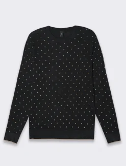 Donna Piazza Italia Donna<Pullover stampa stelle e rombi all over in flock vesitiblità slim -