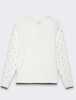 Donna Piazza Italia Donna<Pullover stampa stelle e rombi all over in flock vesitiblità slim - latte