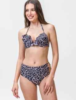 Donna Piazza Italia Donna<Push up mare con rouche da donna - Leopardato