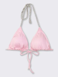 Donna Piazza Italia Donna<Reggiseno costume mare con laccetti in strass -