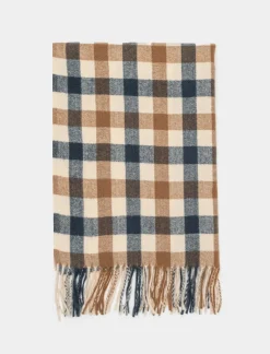 Donna Piazza Italia Foulard E Sciarpe<Sciarpa da donna a quadretti con frange -