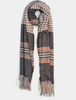 Donna Piazza Italia Foulard E Sciarpe<Sciarpa da donna a quadri con frange -