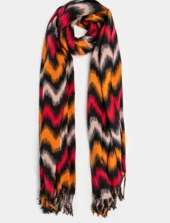 Donna Piazza Italia Foulard E Sciarpe<Sciarpa da donna con frange multicolor -