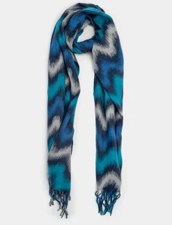 Donna Piazza Italia Foulard E Sciarpe<Sciarpa da donna con frange multicolor - petrolio