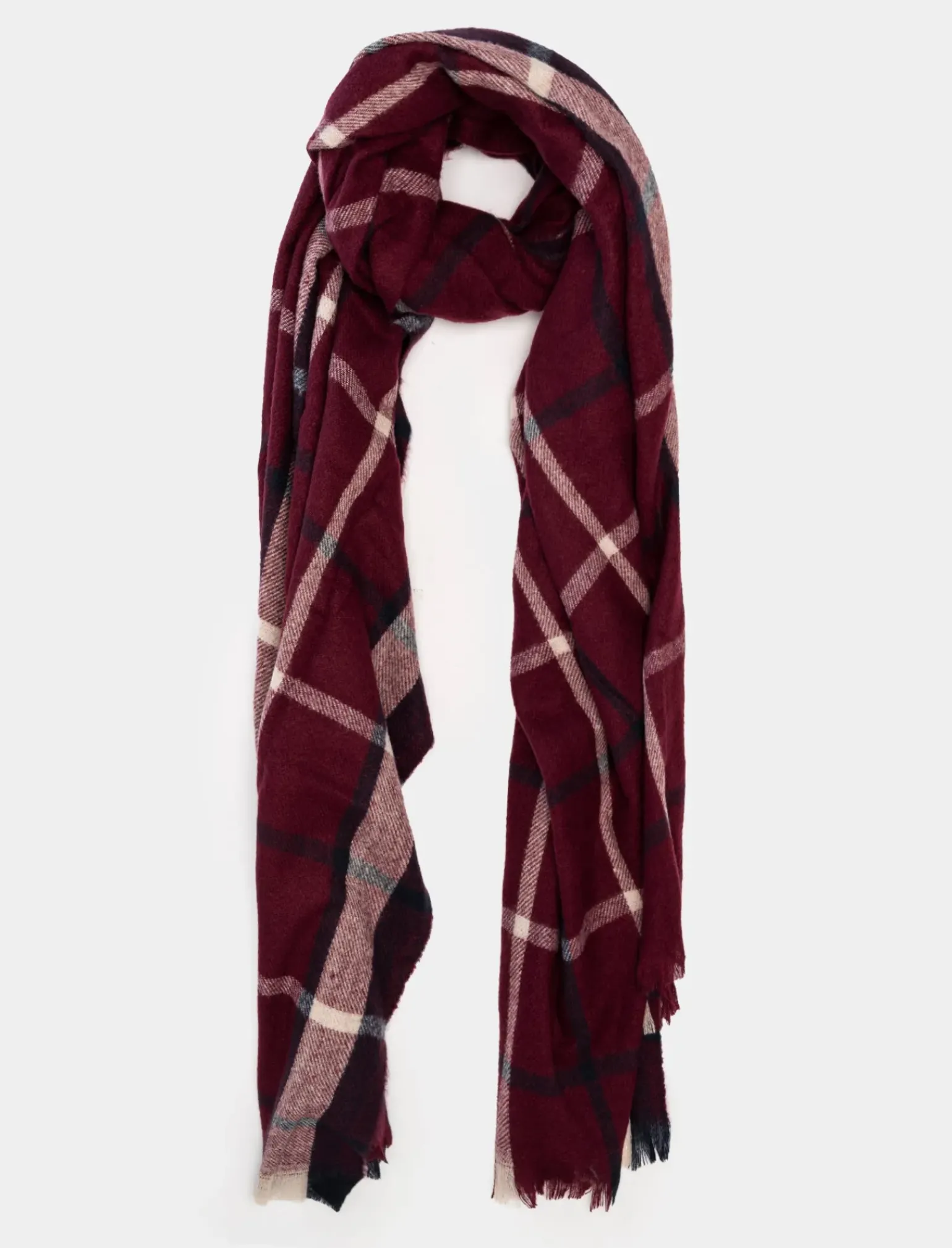 Uomo Piazza Italia Foulard E Sciarpe<Sciarpa da uomo a quadri con frange - Bordeaux