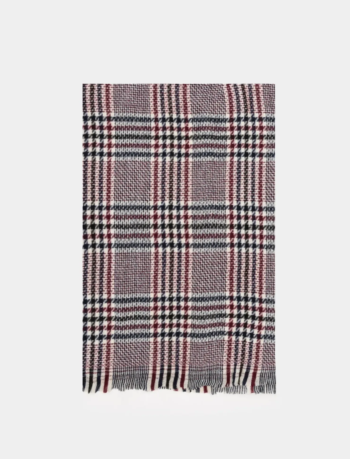 Piazza Italia Sciarpa da uomo in piè de poul - Bordeaux Rosso Discount