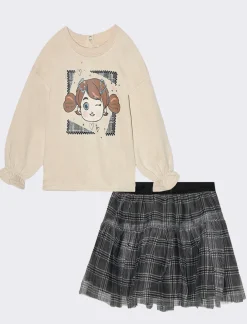 Piazza Italia Neonata<Set 2 pezzi composto da felpa girocollo manica lunga e gonna in tulle stampata -