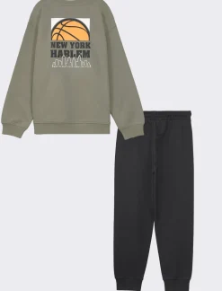 Bambino Piazza Italia Bambino|Completi<Set composto da felpa girocollo con maxi stampa sul retro e jogger con coulisse - militare