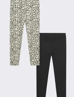 Piazza Italia Bambina|Leggings E Jogger<Set di leggings elastici lunghi con doppia variante solid color e stampa all over  -