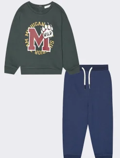 Piazza Italia Neonato|Completi<Set due pezzi felpa girocollo con stampa frontale e pantalone jogger -