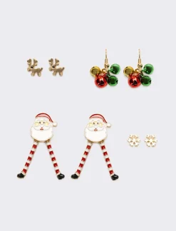 Donna Piazza Italia Bigiotteria<Set orecchini da donna multicard natalizia - Oro