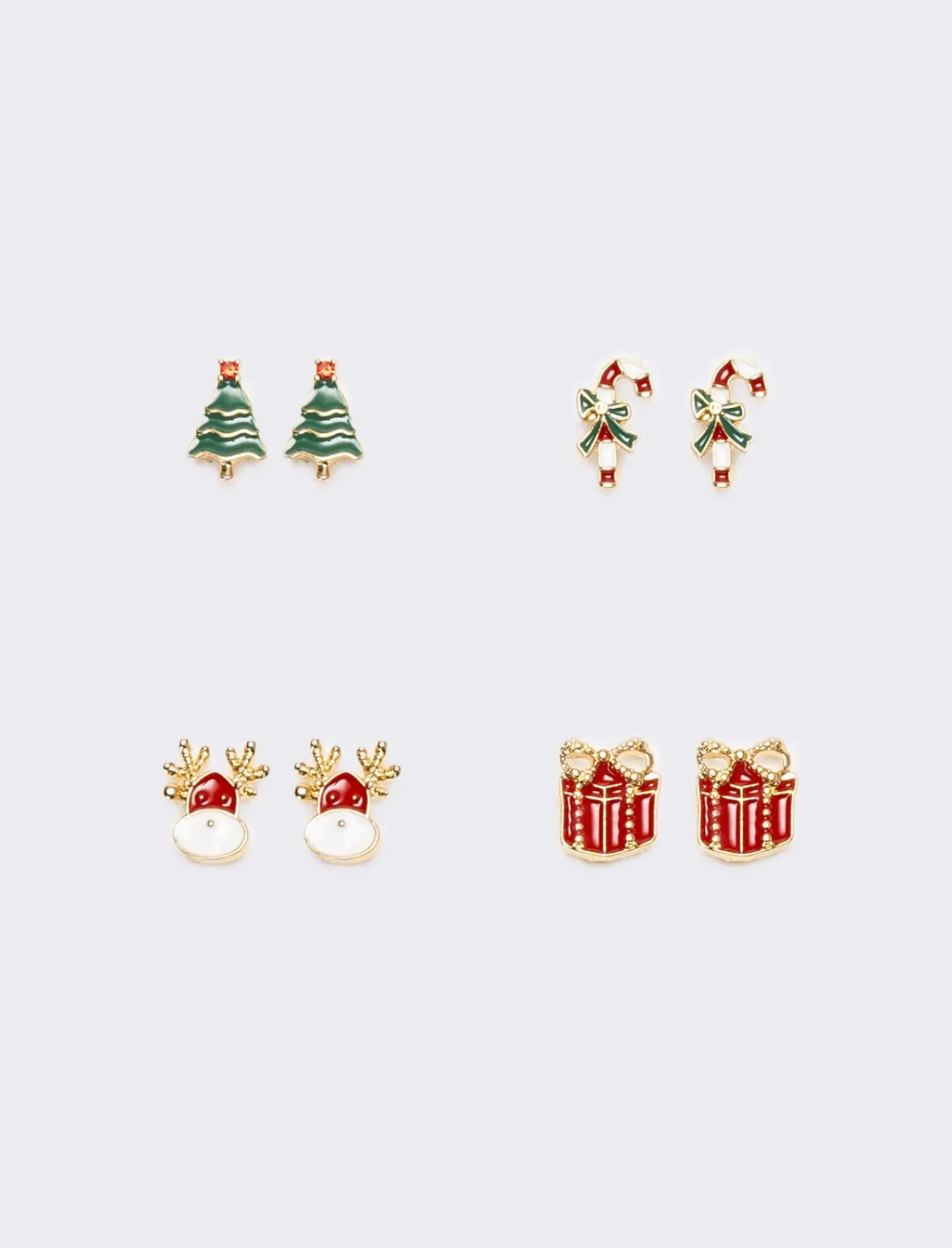 Donna Piazza Italia Bigiotteria<Set orecchini da donna natalizi multicard 4 paia - Oro
