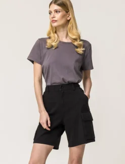 Donna Piazza Italia Donna|Shorts<Short cargo vita alta con tasche applicate e dettagli in vita con passanti e nastro regolabili -