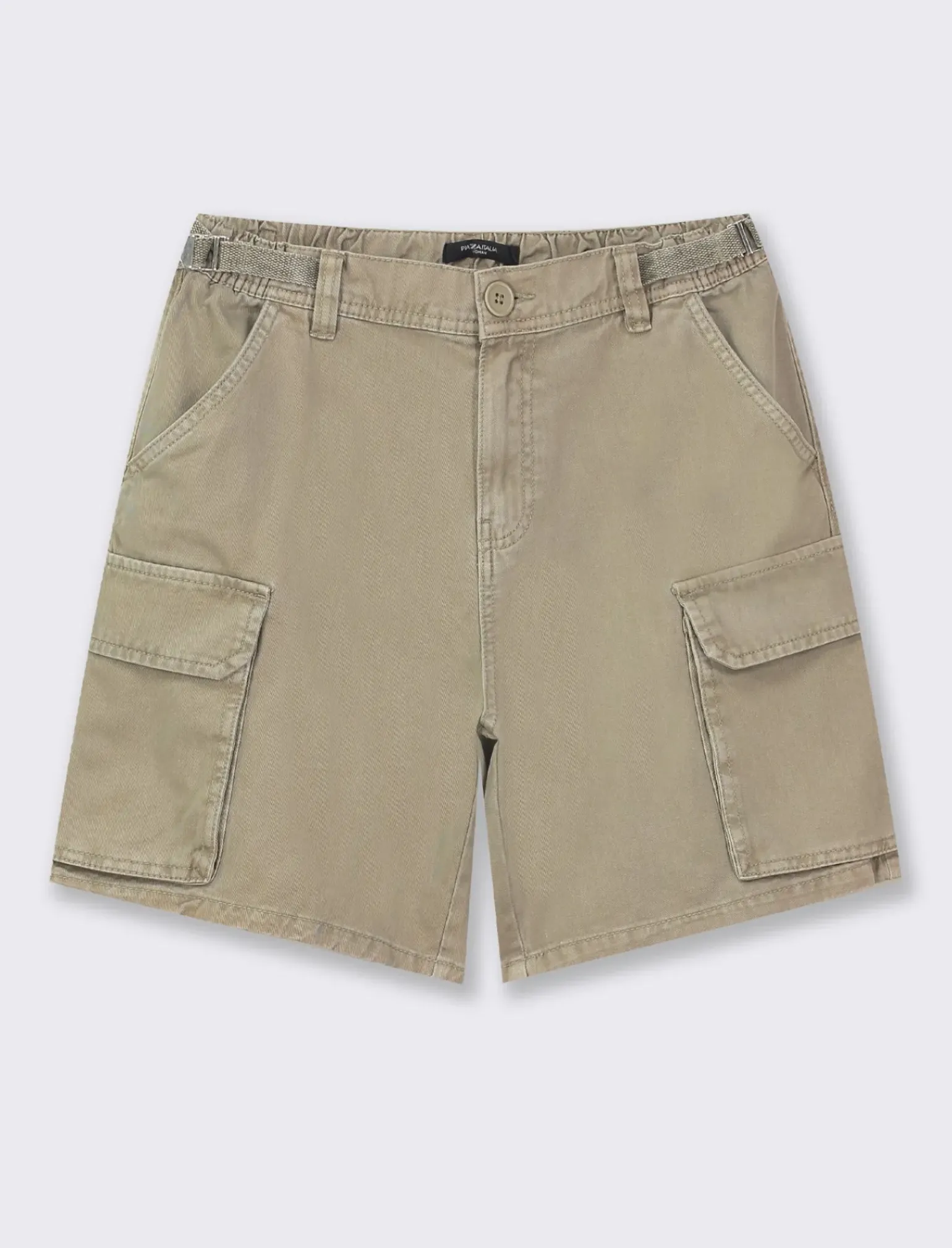 Donna Piazza Italia Donna|Shorts<Short cargo vita alta con tasche applicate e dettagli in vita con passanti e nastro regolabili - salvia