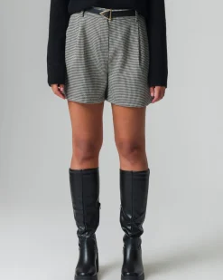 Donna Piazza Italia Donna|Shorts<Short con cintura e tasche all'americana - Pied de poule