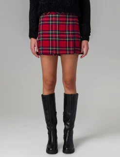 Piazza Italia Short con pettolina in fantasia scozzese - Rosso Cheap