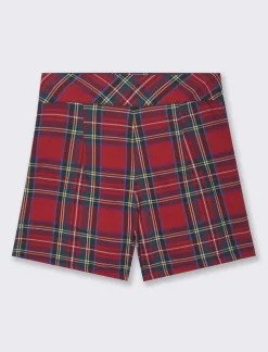 Piazza Italia Short con pettolina in fantasia scozzese - Rosso Cheap