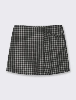 Donna Piazza Italia Shorts<Short effetto gonna in quadro - Nero