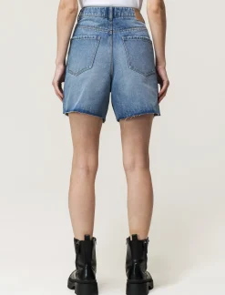Donna Piazza Italia Shorts<Short in denim vestibilità regular in tessuto fisso fondo sfrangiato - Denim