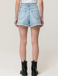 Donna Piazza Italia Shorts<Short in tessuto denim con orlo sfrangiato,apertura con zip e bottone - Denim