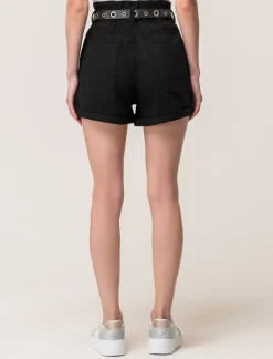 Donna Piazza Italia Shorts<Short in tessuto vestibilità paper bag con cintura e orlo riscoltato -