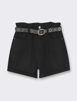 Donna Piazza Italia Shorts<Short in tessuto vestibilità paper bag con cintura e orlo riscoltato -