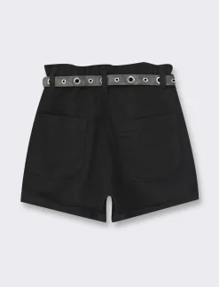Donna Piazza Italia Shorts<Short in tessuto vestibilità paper bag con cintura e orlo riscoltato -