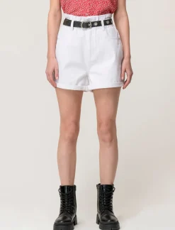 Donna Piazza Italia Shorts<Short in tessuto vestibilità paper bag con cintura e orlo riscoltato -
