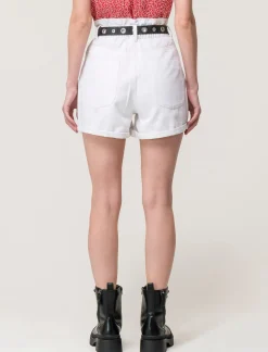 Donna Piazza Italia Shorts<Short in tessuto vestibilità paper bag con cintura e orlo riscoltato -