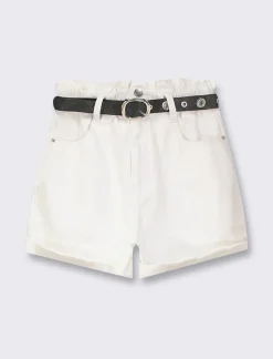 Donna Piazza Italia Shorts<Short in tessuto vestibilità paper bag con cintura e orlo riscoltato -
