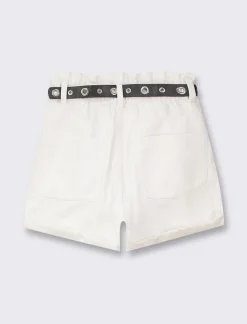 Donna Piazza Italia Shorts<Short in tessuto vestibilità paper bag con cintura e orlo riscoltato -