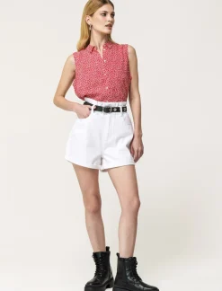 Donna Piazza Italia Shorts<Short in tessuto vestibilità paper bag con cintura e orlo riscoltato -