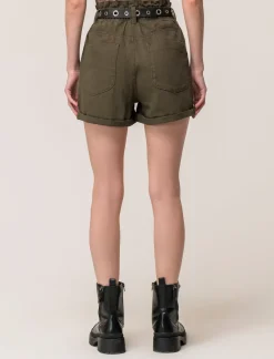 Donna Piazza Italia Shorts<Short in tessuto vestibilità paper bag con cintura e orlo riscoltato - Ve.milit.