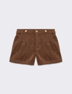 Piazza Italia Bambina|Gonne E Shorts<Short in velluto a coste da bambina con tasche alla francese e pieghe sul davanti - Moro