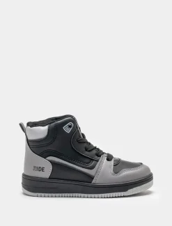 Bambino Piazza Italia Bambino|Sneakers<Sneakers a collo alto in poliuretano e riporti grigi -