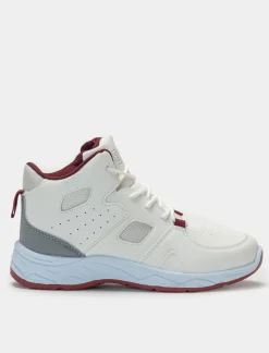 Bambino Piazza Italia Bambino|Sneakers<Sneakers a collo alto in poliuretano e riporti bordeaux -