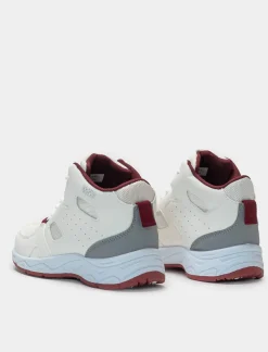 Piazza Italia Sneakers a collo alto in poliuretano e riporti bordeaux - Bianco Best Sale