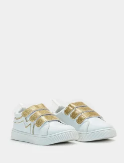 Piazza Italia Sneakers con strappi glitterati dorati - Bianco New