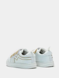 Piazza Italia Sneakers con strappi glitterati dorati - Bianco New