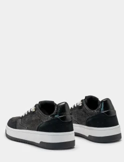 Piazza Italia Sneakers glitterata con lacci e suola a contrasto - Nero Outlet