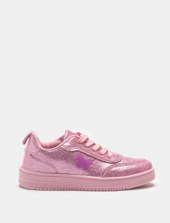 Piazza Italia Sneakers glitterata con patch butfly - Rosa Cheap