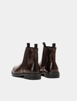 Uomo Piazza Italia Stringate E Mocassini|Stivali<Stivale chelsea in poliuretano con fasce elastiche lateriali - Testa di moro