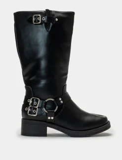 Donna Piazza Italia Donna|Stivali<Stivale stile biker con fibbia e dettagli metallici -