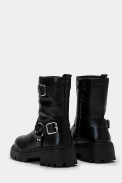 Piazza Italia Stivaletto stile biker con fibbia e dettagli metallic - Nero Store