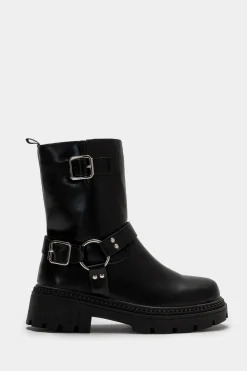 Piazza Italia Stivaletto stile biker con fibbia e dettagli metallic - Nero Store