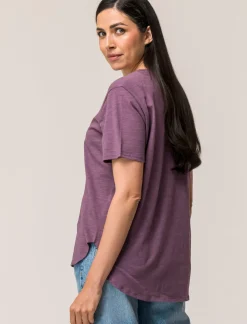 Donna Piazza Italia Donna|T-Shirt E Top<T shirt mezza manica girocollo con stampa effetto laminato con fondo piu lungo - malva