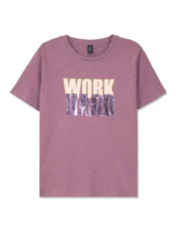 Donna Piazza Italia Donna|T-Shirt E Top<T shirt mezza manica girocollo con stampa effetto laminato con fondo piu lungo - malva