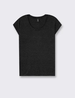 Donna Piazza Italia T-Shirt E Top<T shirt modello a T girocollo con tessuto ottoman e filato effetto metallizato -